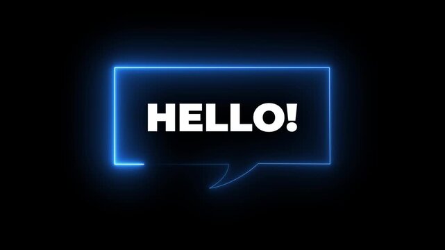 Hello salutation or greeting word to welcome someone or initiate a conversation. Design with letters cut out in paper speech bubble over blue background. Communication concept, introduction