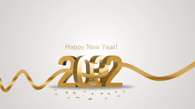 3D gold text Happy New Year 2032 with elegant ribbon and confetti on a clean light background, perfect for festive holiday greeting cards, social media posts, and celebration invitations.