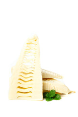 Fresh Bamboo Shoots with Mint Isolated on White © TrinhVan