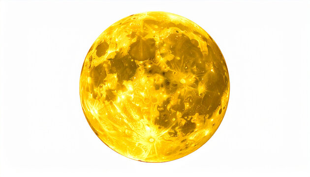 Bright Full Moon with Yellowish Glow in Night Sky