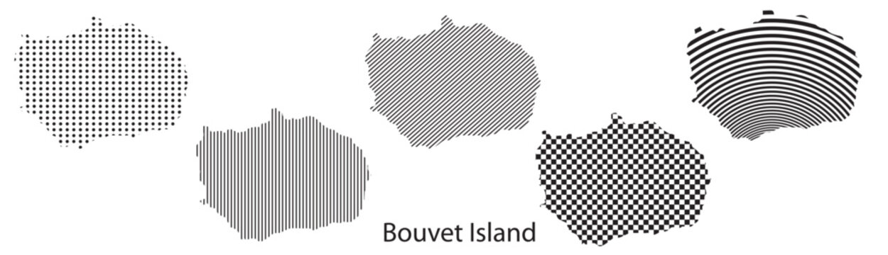 Bouvet Island map infographic simple design element black abstract geometric pattern icon style Bouvet Island country landscape outline shape vector illustration