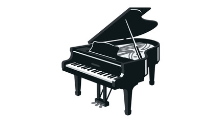 Acoustic grand piano with open lid. © sibta