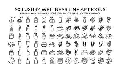 Obraz premium Luxury Organic Skincare and Wellness Line Art Icons Editable Vector Set