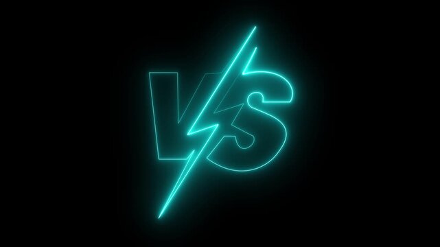 glowing neon VS versus bars icon animation on black background. Versus vs bars icon. blue color vs game match team challenge sign symbol. neon versus for sports and fight competition. game concept.