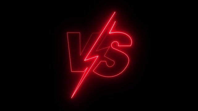glowing neon VS versus bars icon animation on black background. Versus vs bars icon. blue color vs game match team challenge sign symbol. neon versus for sports and fight competition. game concept.