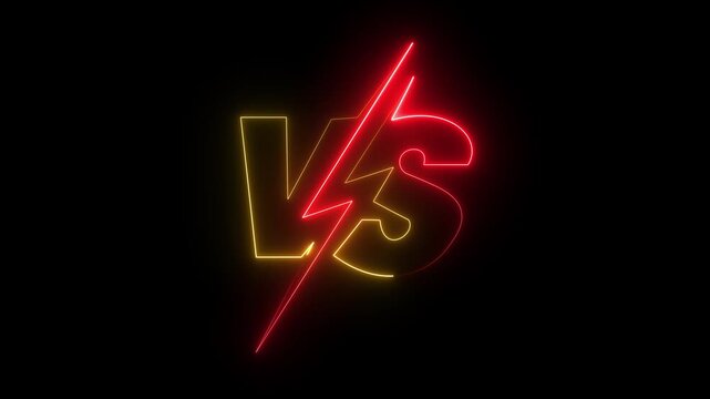 glowing neon VS versus bars icon animation on black background. Versus vs bars icon. blue color vs game match team challenge sign symbol. neon versus for sports and fight competition. game concept.