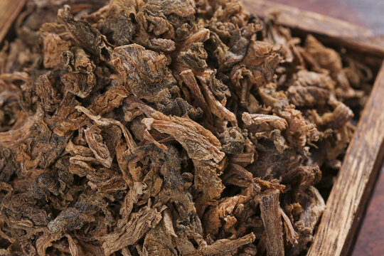 Traditional Sichuan Dried Preserved Vegetables Gan Cai Chinese Cooking Ingredients in Wooden Basket