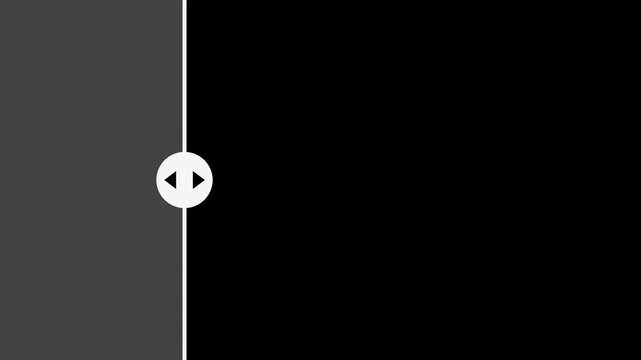 Before and after comparison slider moving side to side, flat motion graphic overlay on transparent background, white