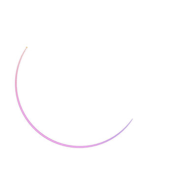 Neon crescent shape glowing arc design isolated on transparent background for digital compositing
