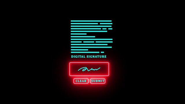 Digital signature on tablet with stylus beside laptop, e-sign document and approval.4k video Animation.