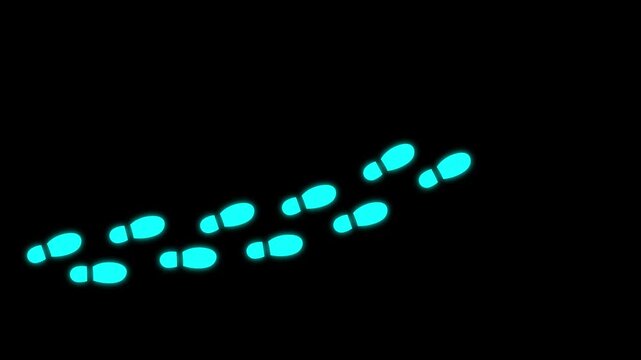 Human shoes Footstep walking on white background. footprints shoes, shoe prints marks feet animation. Step footprints path isolated. 4K Resolution.