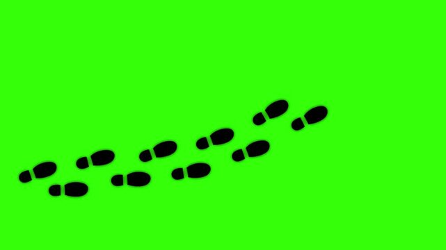 Human shoes Footstep walking on white background. footprints shoes, shoe prints marks feet animation. Step footprints path isolated. 4K Resolution.