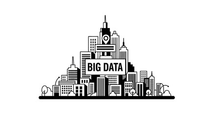 Fototapeta premium Big Data Smart City Skyline Concept