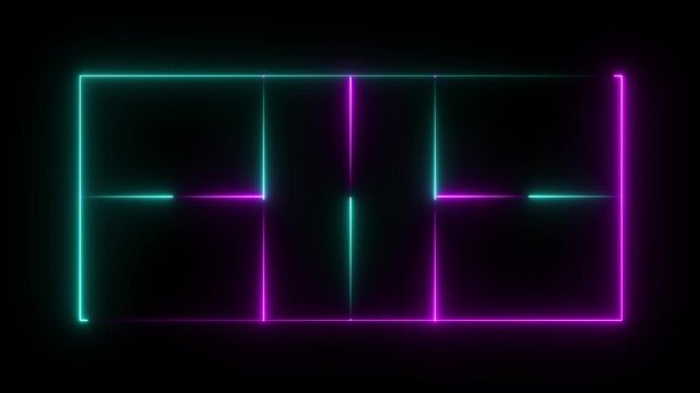 pickleball court icon animation on black background. futuristic digital icon video of a high-tech pickleball court.4k