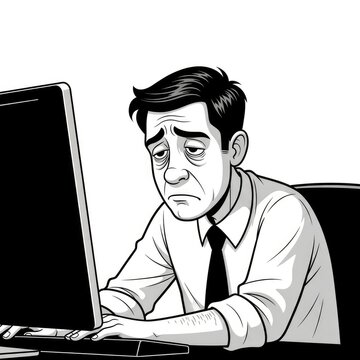 Stressed businessman working on computer.