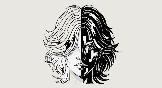 Elegant Silhouette Hair Art Portrait.