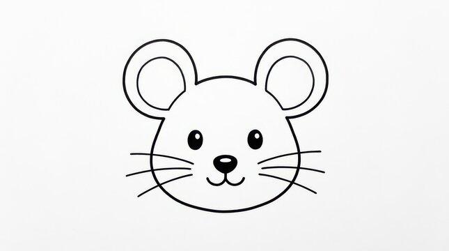 Minimalist hand drawn cute mouse face illustration with illustration