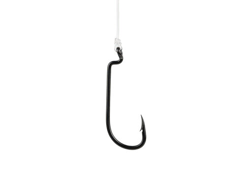 Black fishing hook isolated on transparent background
