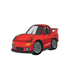 Fototapeta premium Chibi JDM-Inspired Sports Car Cartoon Vector with Racing Aero Kit