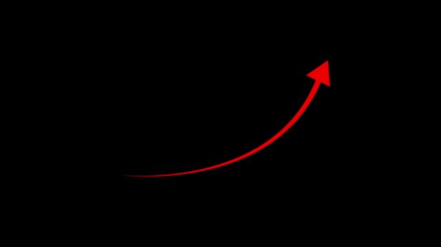 Link &times;Title:Business growth arrow and graph chart animation. Up arrow animation on black background.red arrow.