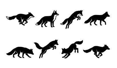 Obraz premium Dynamic Fox Silhouette Vector Set