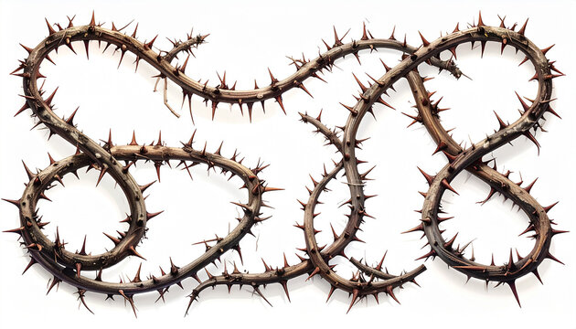 Closeup of Thorny Vine with Sharp Spikes