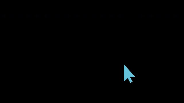 Mouse cursor moving and clicking with ripples, flat motion graphic overlay on transparent background, blue