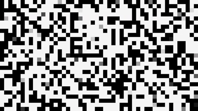 Pixel dissolve mosaic transition, flat motion graphic overlay on transparent background, white