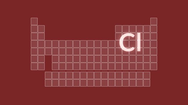 Periodic table of elements - Chlorine chemical element - animated illustration background