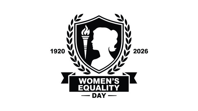 Women equality day emblem promoting gender equality rights and female empowerment