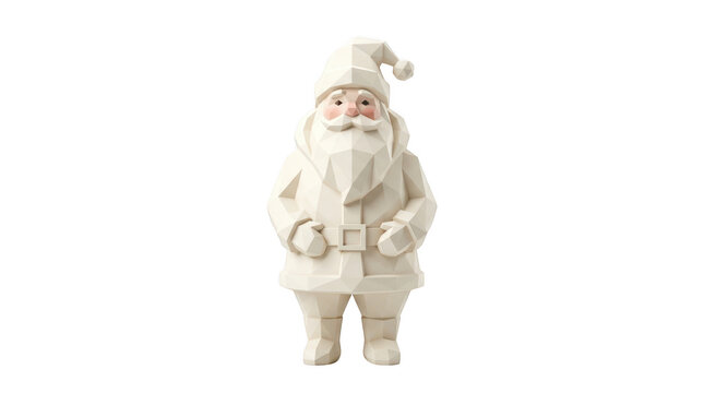 Low poly 3d santa claus character standing in festive holiday isolated on transparent background