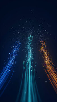 Abstract energy particle trails flowing upward with glowing light streams particle abstract background floating futuristic movement technology visualization radiance