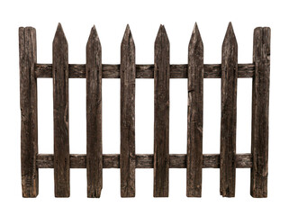 Obraz premium Old wooden picket fence isolated on transparent background