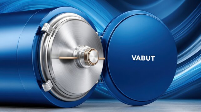 Blue digital vault container with open metal lock for secure data protection and storage