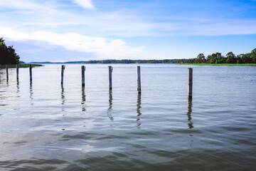 Obraz na płótnie Canvas Seacoast, picturesque views. There is an island in the open sea