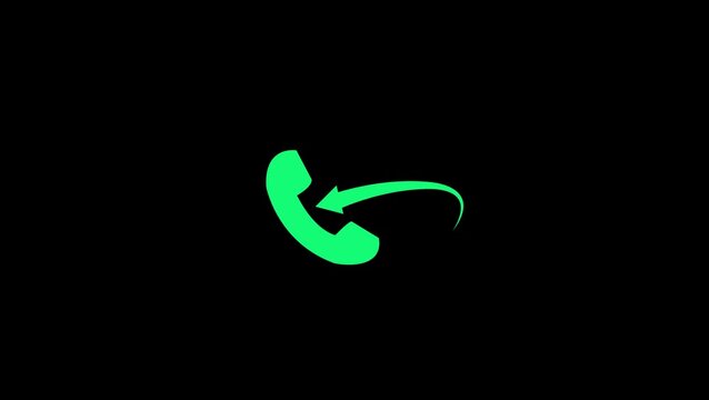 Outgoing call phone icon and animation on black background.