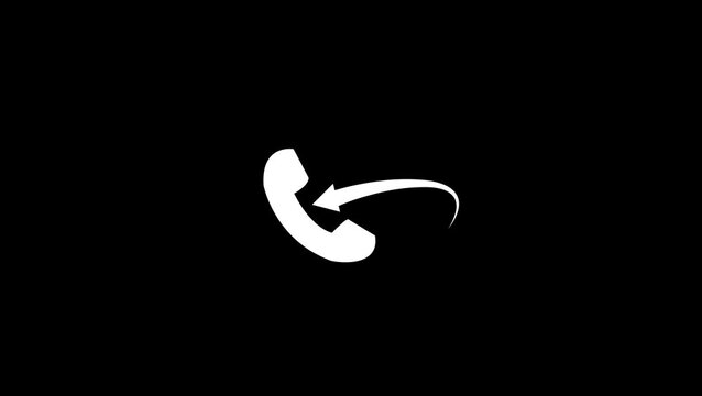 Outgoing call phone icon and animation on black background.