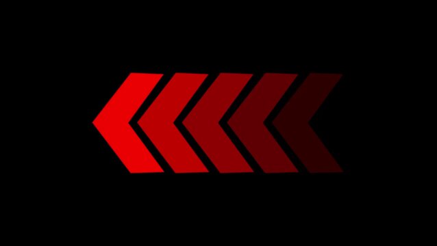 Right-directional arrow loop animation. Animated arrows for the overlay video layer. animation on black background.