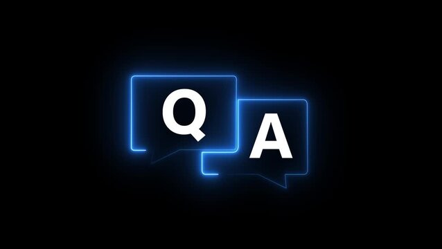 q and a question and answer animated session icon neon 4k screen Animated. Question and Answer the letters Q and A. Speech bubbles with Question and Answer icon 4k video animation.