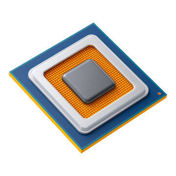 computer cpu chip on a transparent background