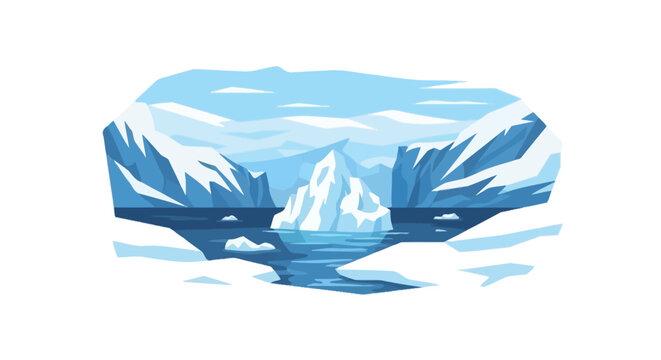 Massive white iceberg floating in arctic glacial waters