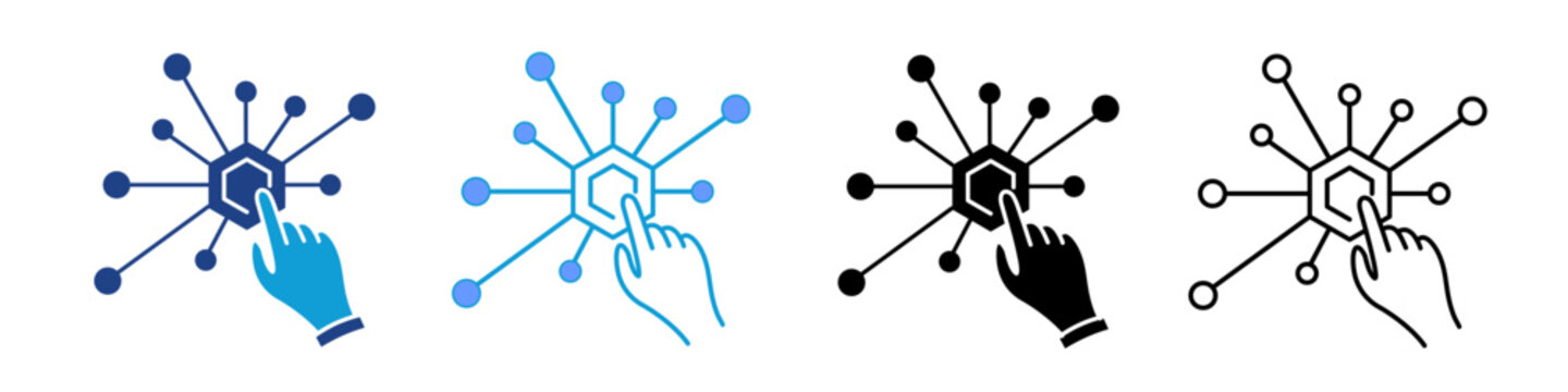 Digital Interaction Icon Set Multiple Style