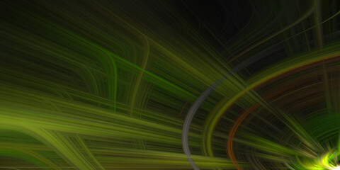 Naklejka premium Abstract swirling green light trails forming fiber optic energy glow effect backdrop.