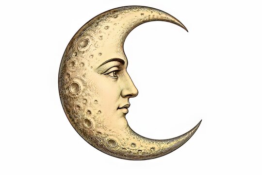 Luna creciente con rostro humano