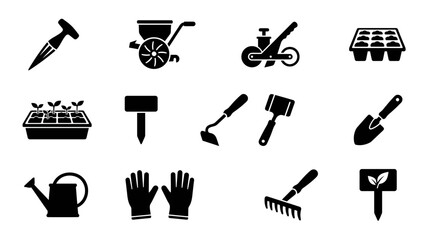 Gardening tools and equipment icons set 5. © Bambang