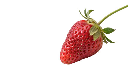 Fresh ripe red strawberry fruit with green leaf isolated on transparent background © Hanna