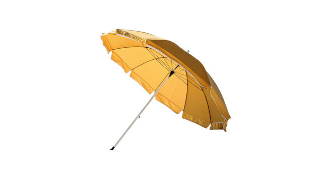 yellow beach umbrella  isolated on transparent background
