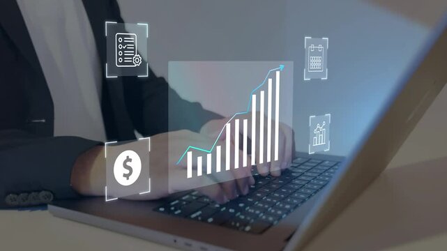 Data driven insights and corporate finance strategy. Businessman analyzing financial charts with business intelligence concept, banking analytics.