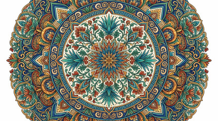 Fototapeta premium Intricate Floral Mandala Ornament with Symmetrical Geometric Pattern