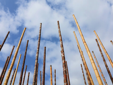 Close-up of a wind organ. World Wind Organ at Nolledijk, Vlissingen, in the Netherlands.